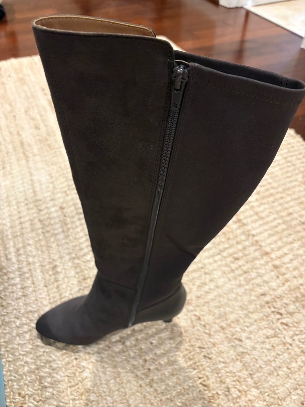 Life Stride Classic Charcoal Knee-High Women's Boots with Side Zip